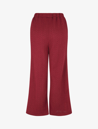 Pantalon fluide uni texturé - Bordeaux - 2