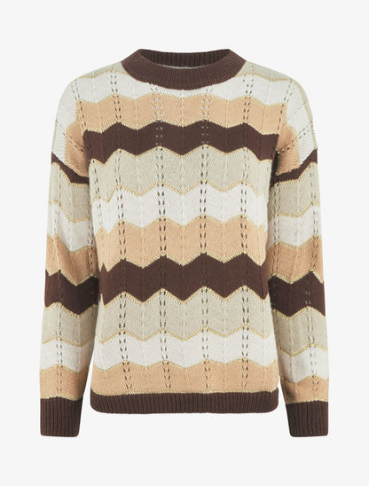 Pull à imprimé zigzag irisé - Marron - 5