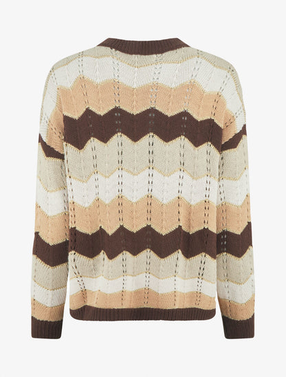 Pull à imprimé zigzag irisé - Marron - 2
