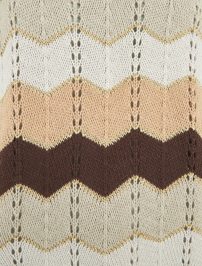 Pull à imprimé zigzag irisé - Marron - 3