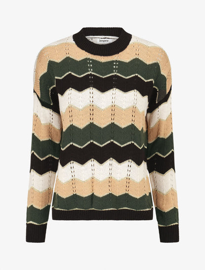 Pull à imprimé zigzag irisé - Noir - 1