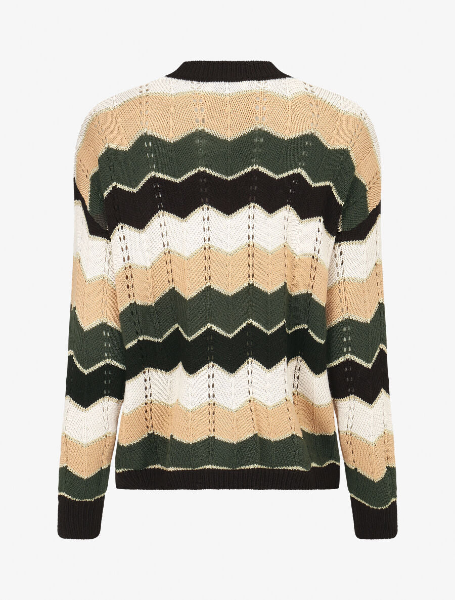Pull à imprimé zigzag irisé - Noir - 2