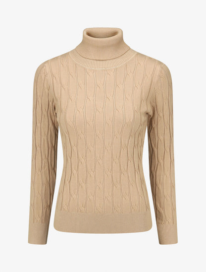 Pull fin à col roulé - Beige - 1