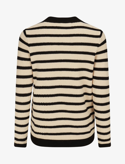 Cardigan boutonné à rayures - Beige - 2