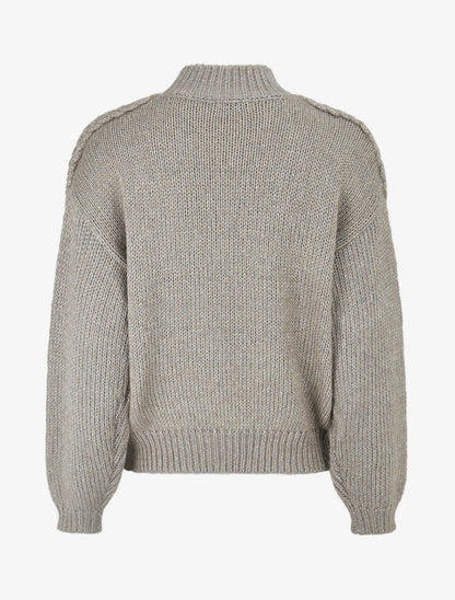 Pull uni irisé à col rond - Gris - 2