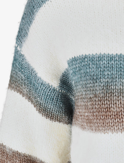 Pull duveteux rayé - Bleu canard - 3