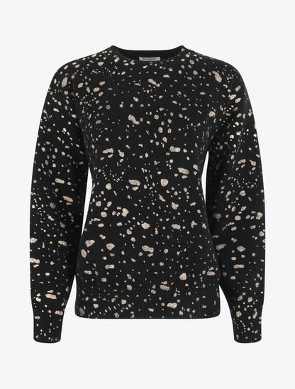 Pull uni à imprimé moucheté irisé - Noir - 1
