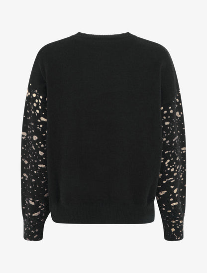 Pull uni à imprimé moucheté irisé - Noir - 2