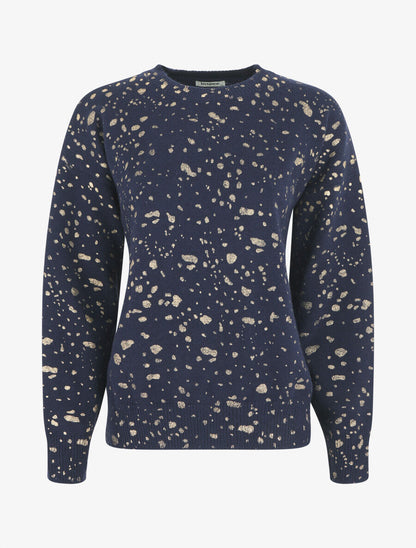 Pull uni à imprimé moucheté irisé - Marine - 1