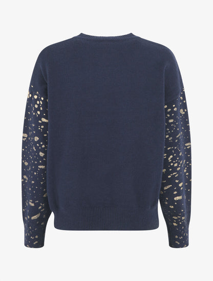 Pull uni à imprimé moucheté irisé - Marine - 2