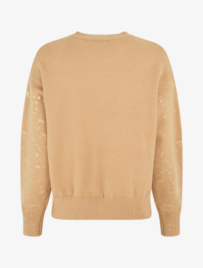 Pull uni à imprimé moucheté irisé - Camel - 2