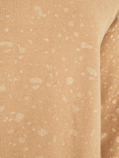 Pull uni à imprimé moucheté irisé - Camel - 3