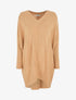 Pull long côtelé à col V - Camel - 1