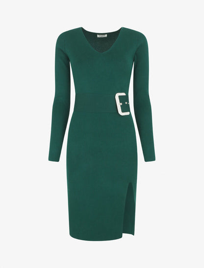 Robe pull à ceinture strassé trompe-l&