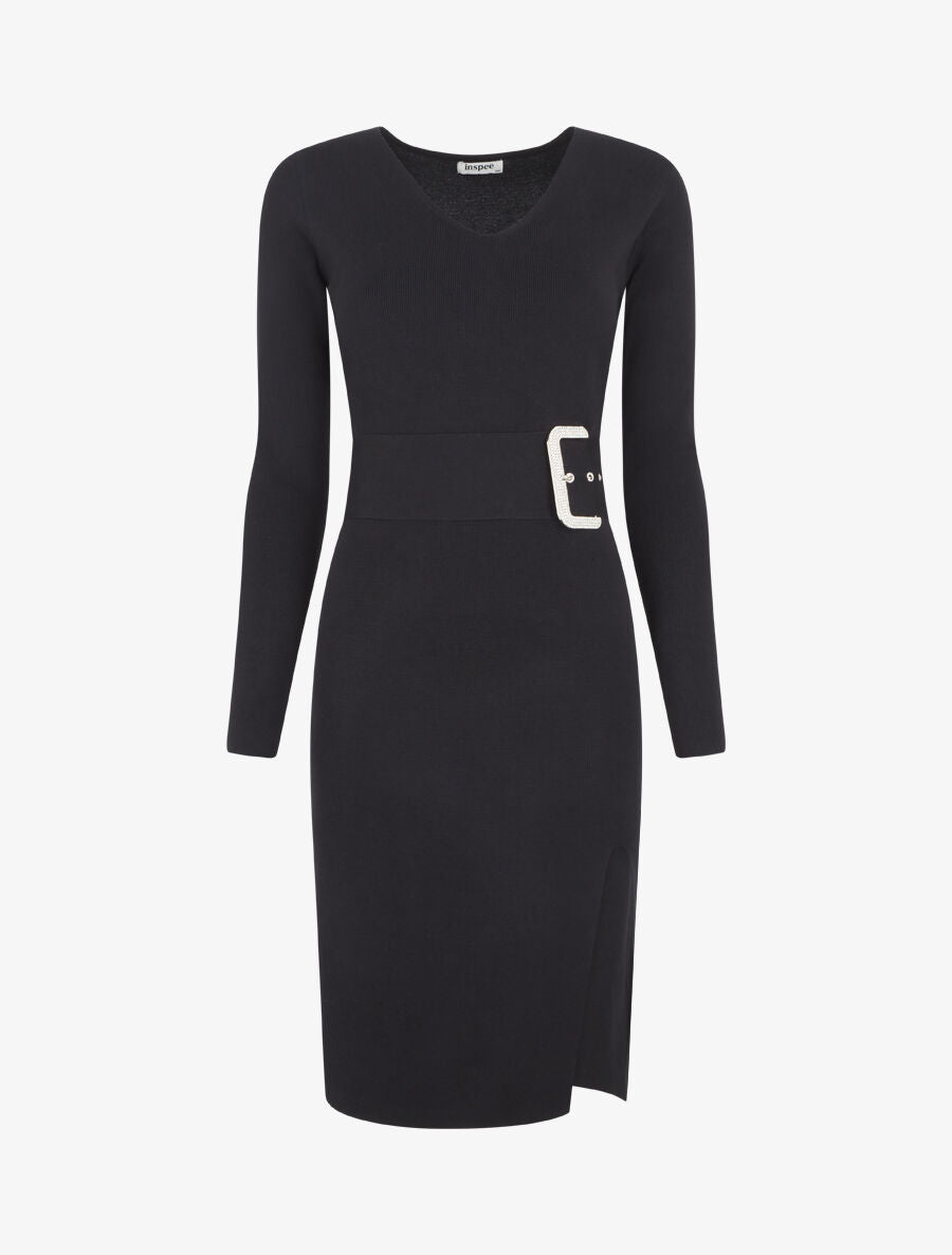 Robe pull à ceinture strassé trompe-l&