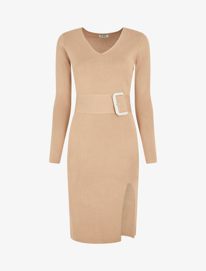 Robe pull à ceinture strassé trompe-l&