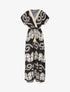 Robe longue à manches courtes imprimé fantaisie - Noir - 1