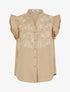 Blouse brodée sans manches à épaules volantées - Beige - 1
