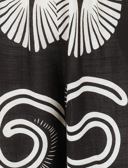 Pantalon fluide à taille élastiquée imprimé fantaisie - Noir - 3