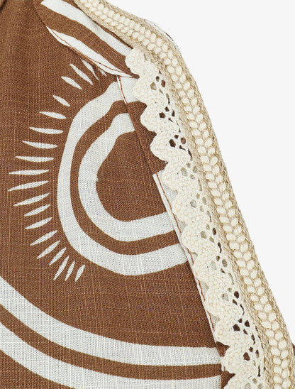 Top empire sans manches imprimé graphique - Marron - 3