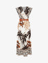 Robe longue à imprimé tropical et mosaïque - Marron - 1