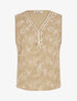 Top brodé sans manches col V à grelots - Beige - 1