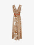Robe longue sans manches feuilles graphiques - Marron - 1