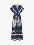 Robe longue manches courtes imprimé fantaisie - Marine - 1