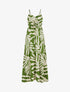 Robe longue à fines bretelles imprimé feuillage - Vert - 1