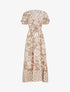 Robe longue fleurie à manches courtes - Beige - 4