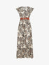 Robe longue évasée imprimé tropical - Gris foncé - 1