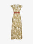 Robe longue évasée imprimé tropical - Kaki - 1