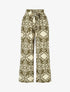 Pantalon imprimé ikat à taille haute élastiquée - Kaki - 4