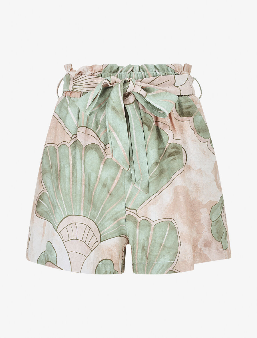 Short paper bag imprimé éventails - Vert - 1