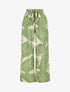Pantalon imprimé feuillage à taille haute élastiquée - Vert - 4