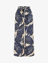 Pantalon imprimé feuillage à taille haute élastiquée - Marine - 1