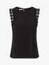 Top droit uni sans manches à dentelle - Noir - 1