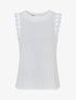 Top droit uni sans manches à dentelle - Blanc - 1