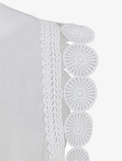 Top droit uni sans manches à dentelle - Blanc - 3