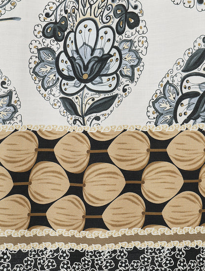 Jupe longue style corset imprimé arabesque - Noir - 3