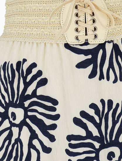 Jupe longue style corset imprimé coraux - Marine - 3