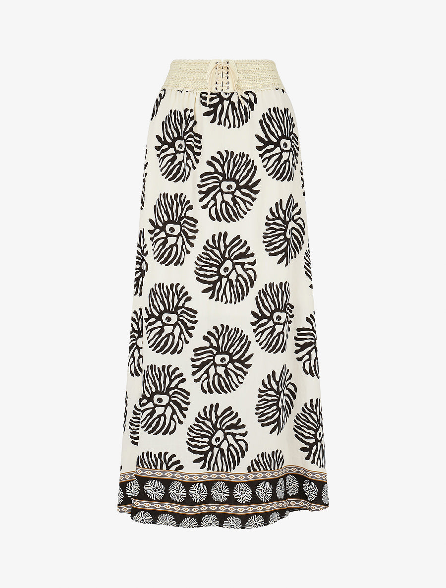 Jupe longue style corset imprimé coraux - Noir - 1