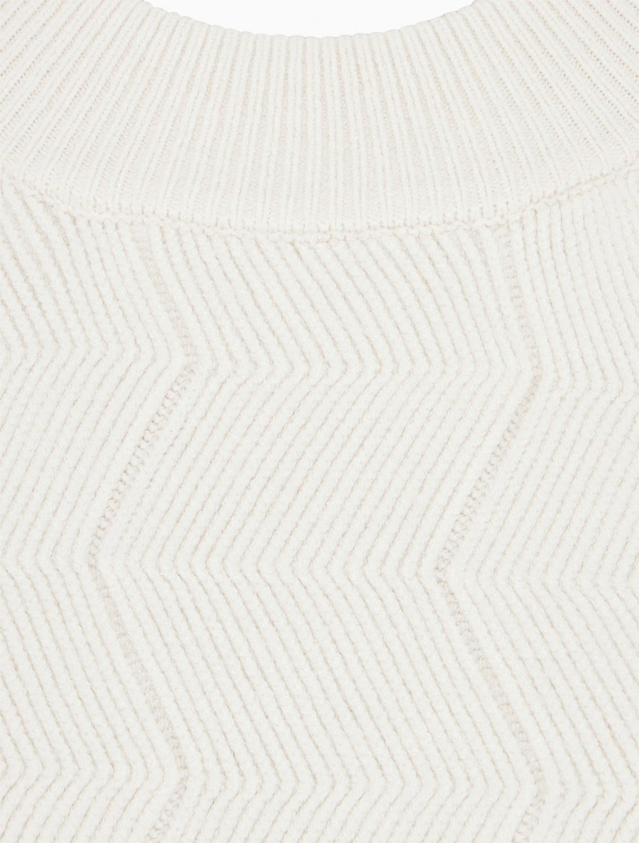 Pull droit à col rond en maille fantaisie - Écru - 3