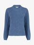 Pull droit à col rond en maille fantaisie - Bleu charrette - 1