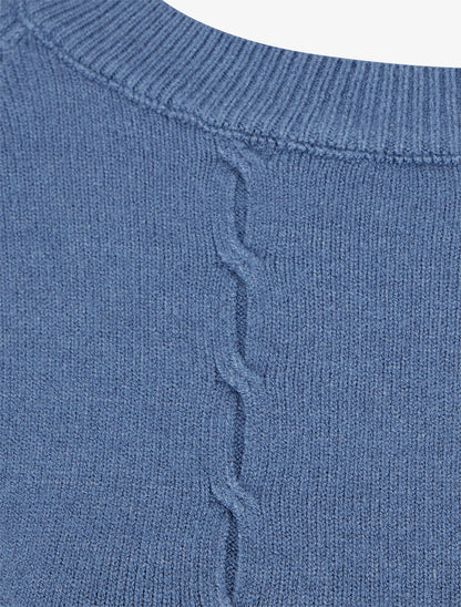 Pull en maille stylisée coupe droite - Bleu charrette - 3
