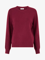 Pull en maille style pois coupe droite - Lie de vin - 1