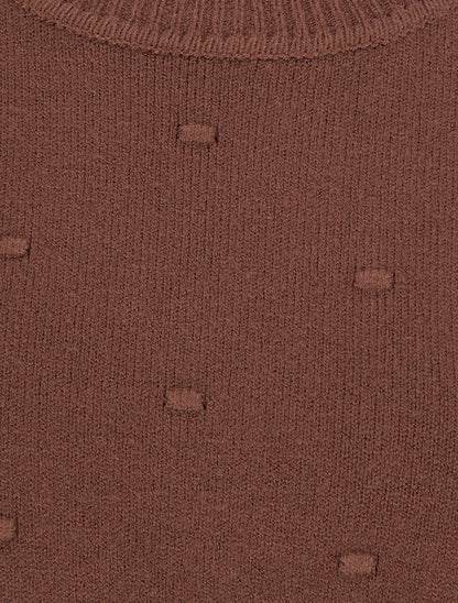 Pull en maille style pois coupe droite - Marron - 3