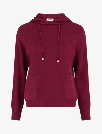 Pull à capuche coupe droite - Lie de vin - 1
