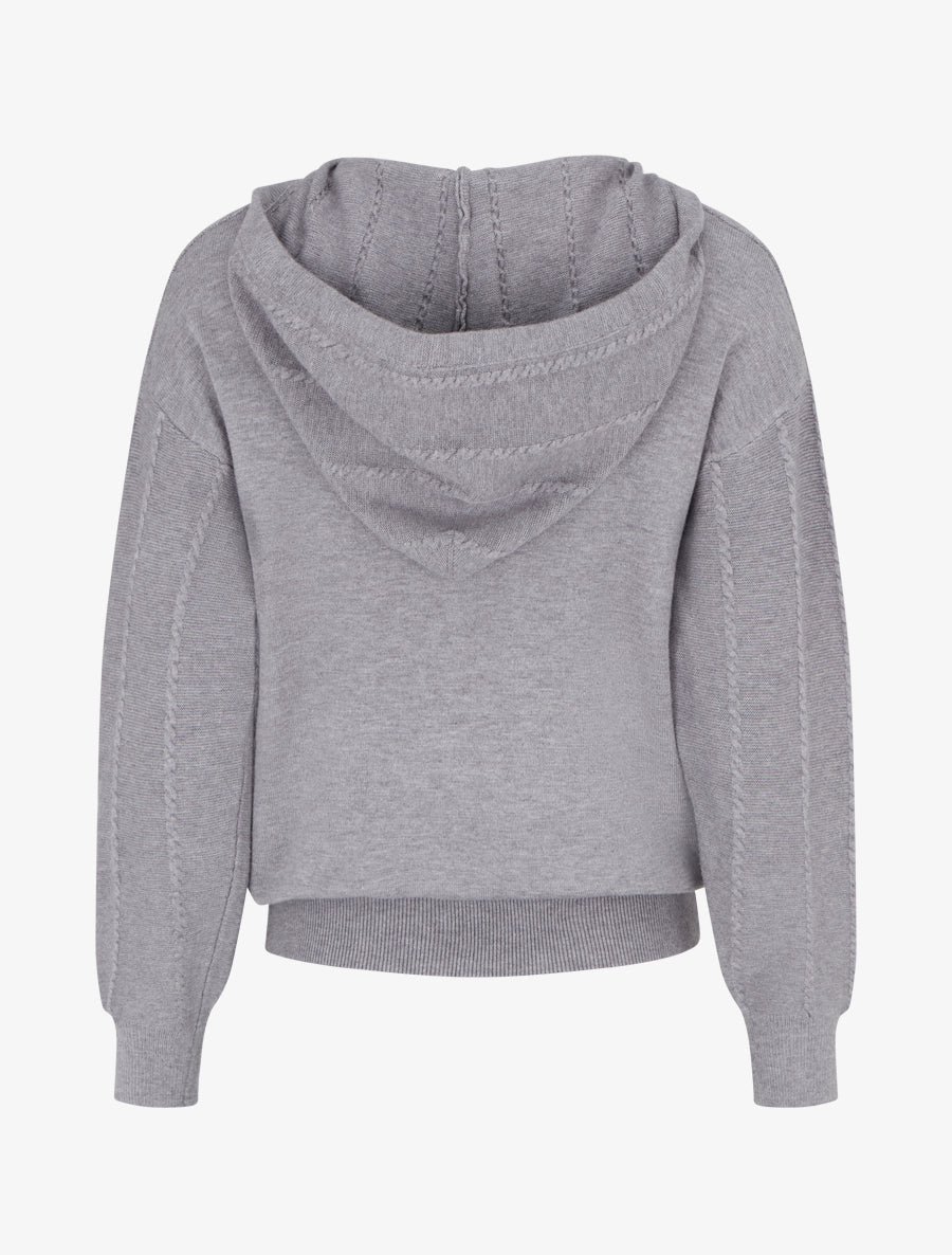 Pull à capuche effet tressé coupe droite - Gris - 2
