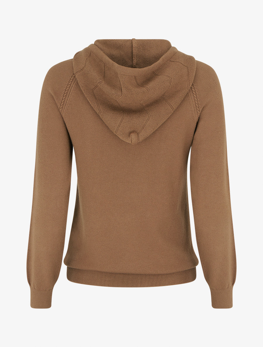 Pull à capuche en maille zig-zag - Camel - 2